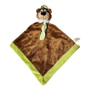 Yogi Bear Lovey Plush Security Blanket Baby Toy Brown Green Soft Cuddly